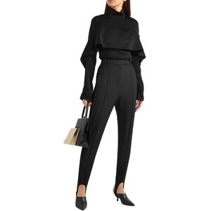 Ellery Cassandra Lace Trimmed High Rise Waist Stirrup Pants Black Casual Work